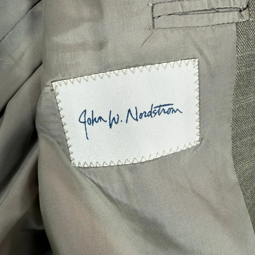 John Nordstrom Plaid Sport Coat Blazer 3 Button‎ Classic Versatile Silk Wood 44R